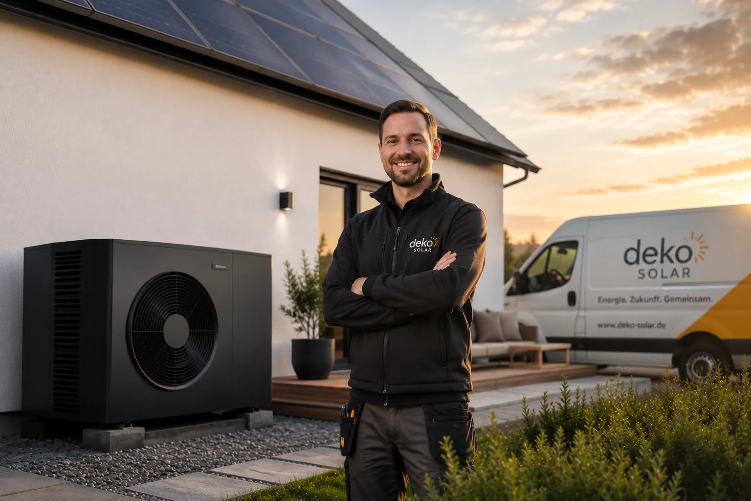 Unser Team bei der Installation einer Wärmepumpe